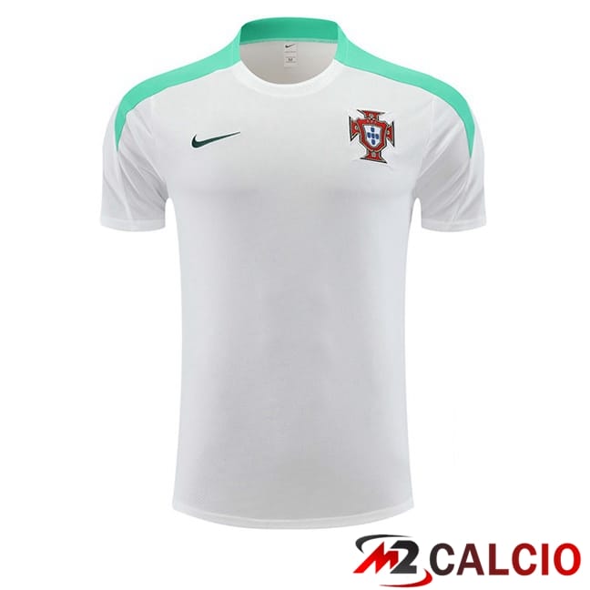 Maglie Calcio Personalizzate,Tute Calcio Squadre,Maglia Nazionale Italiana Calcio | T Shirt Allenamento Portogallo Bianco 2024/2025
