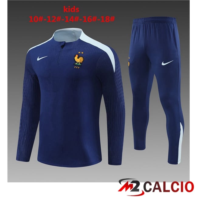 Maglie Calcio Personalizzate,Tute Calcio Squadre,Maglia Nazionale Italiana Calcio | Insieme Tuta Calcio Francia Bambino Blu Reale 2024/2025