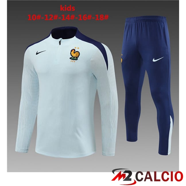 Maglie Calcio Personalizzate,Tute Calcio Squadre,Maglia Nazionale Italiana Calcio | Insieme Tuta Calcio Francia Bambino Blu 2024/2025