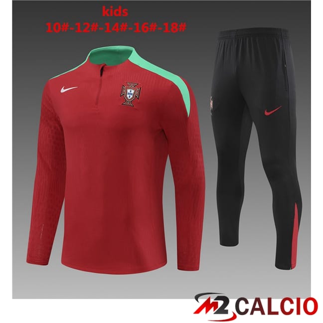 Maglie Calcio Personalizzate,Tute Calcio Squadre,Maglia Nazionale Italiana Calcio | Insieme Tuta Calcio Portogallo Bambino Rosso 2024/2025