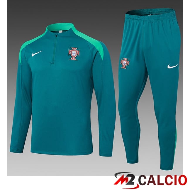 Maglie Calcio Personalizzate,Tute Calcio Squadre,Maglia Nazionale Italiana Calcio | Insieme Tuta Calcio Portogallo Bambino Verde 2024/2025