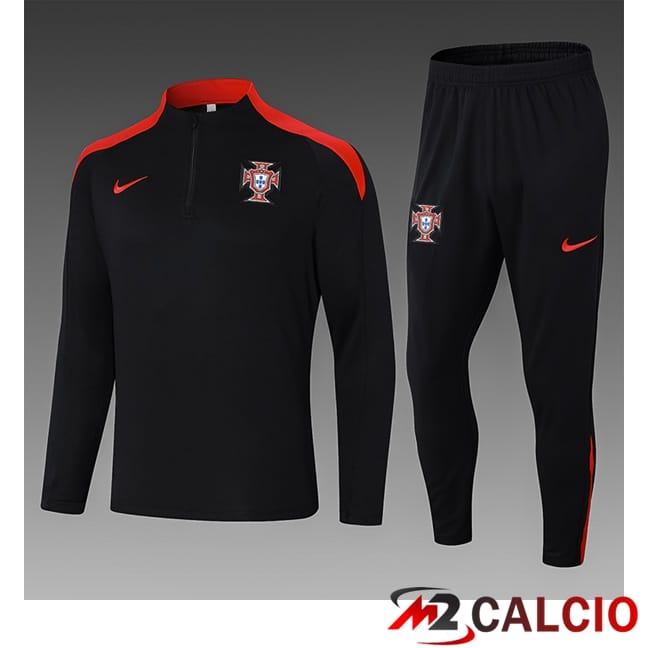 Maglie Calcio Personalizzate,Tute Calcio Squadre,Maglia Nazionale Italiana Calcio | Insieme Tuta Calcio Portogallo Bambino Nero 2024/2025