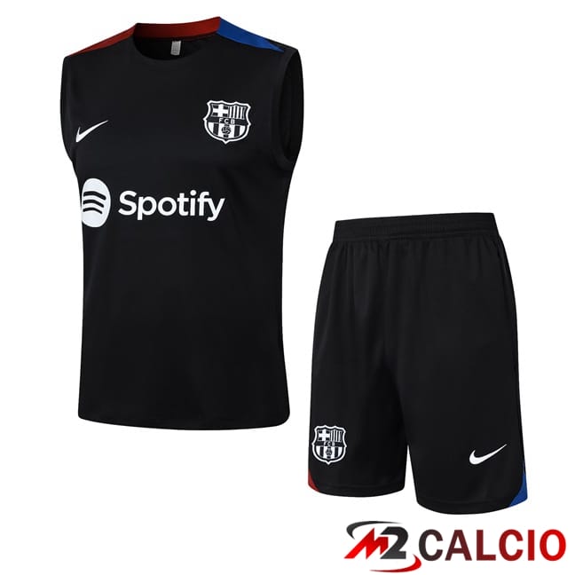 Maglie Calcio Personalizzate,Tute Calcio Squadre,Maglia Nazionale Italiana Calcio | Canotta Allenamento FC Barcellona + Pantaloncini Nero 2024/2025