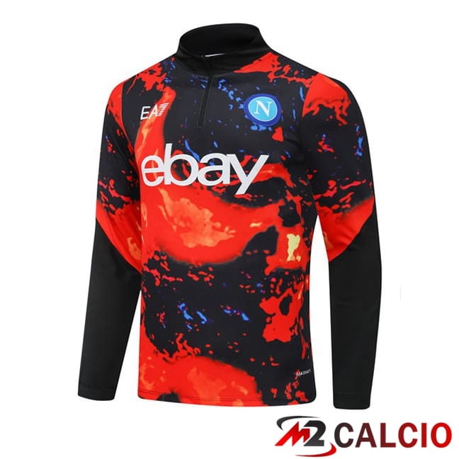 Maglie Calcio Personalizzate,Tute Calcio Squadre,Maglia Nazionale Italiana Calcio | Felpa Allenamento SSC Napoli Rosso Nero 2024/2025