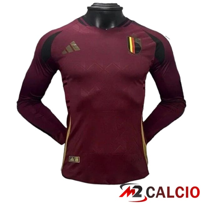 Maglie Calcio Personalizzate,Tute Calcio Squadre,Maglia Nazionale Italiana Calcio | Maglie Calcio Belgio Prima Manica Lunga UEFA Euro 2024