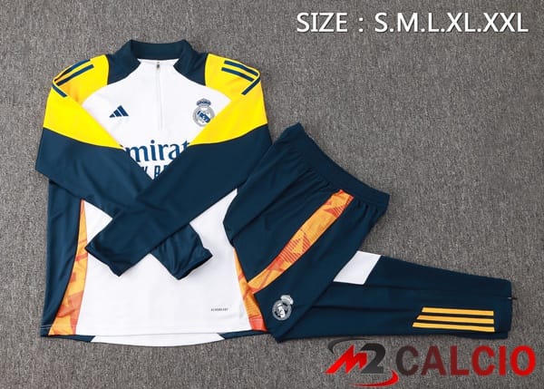 Insieme Tuta Calcio Real Madrid Bianco Giallo 2024/2025