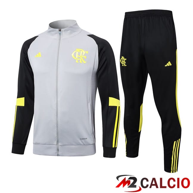 Maglie Calcio Personalizzate,Tute Calcio Squadre,Maglia Nazionale Italiana Calcio | Insieme Tuta Calcio - Giacca Flamengo Grigio 2024/2025
