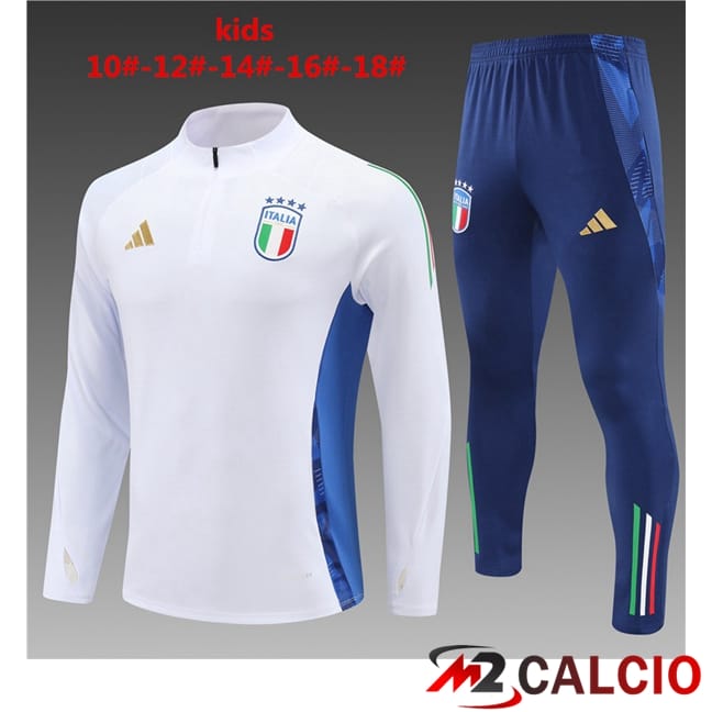Maglie Calcio Personalizzate,Tute Calcio Squadre,Maglia Nazionale Italiana Calcio | Insieme Tuta Calcio Italia Bambino Bianco 2024/2025