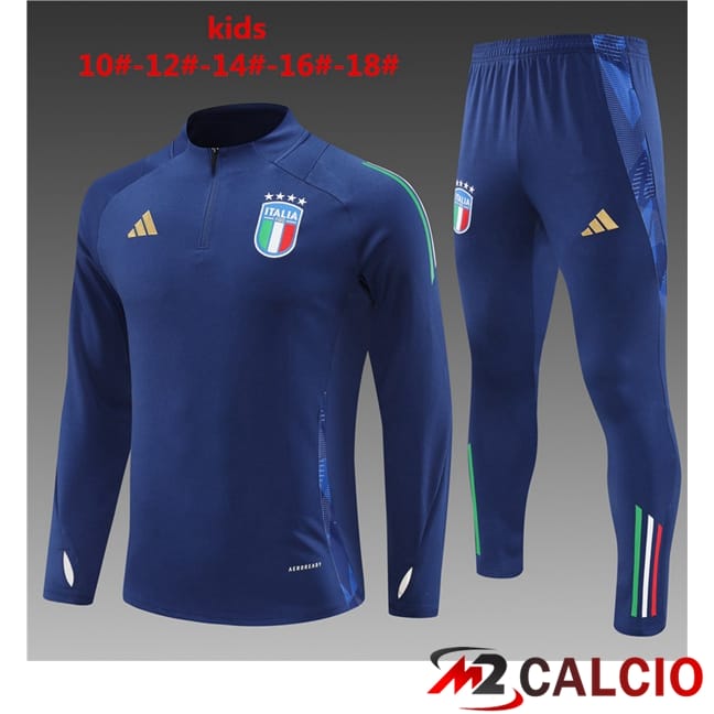Maglie Calcio Personalizzate,Tute Calcio Squadre,Maglia Nazionale Italiana Calcio | Insieme Tuta Calcio Italia Bambino Blu 2024/2025