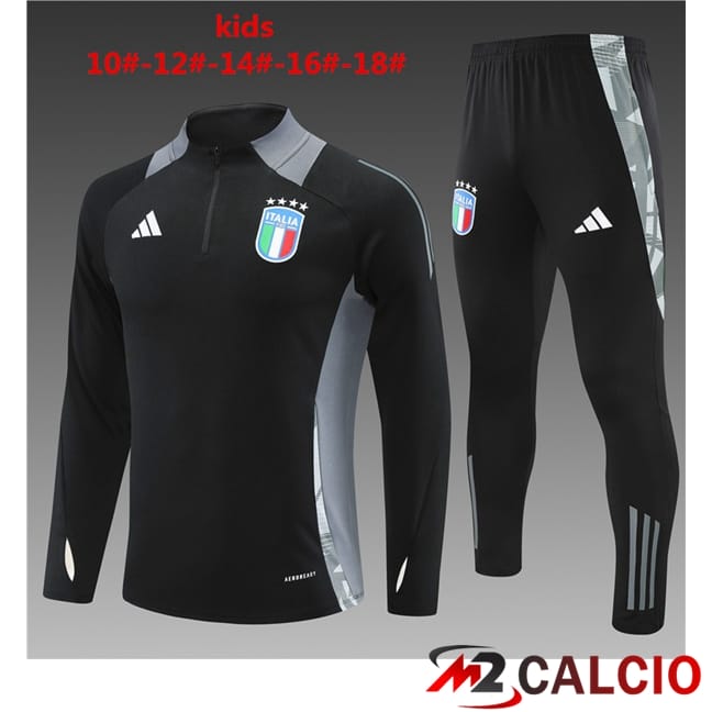 Maglie Calcio Personalizzate,Tute Calcio Squadre,Maglia Nazionale Italiana Calcio | Insieme Tuta Calcio Italia Bambino Nero 2024/2025