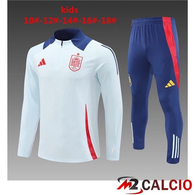 Maglie Calcio Personalizzate,Tute Calcio Squadre,Maglia Nazionale Italiana Calcio | Insieme Tuta Calcio Spagna Bambino Bianco 2024/2025