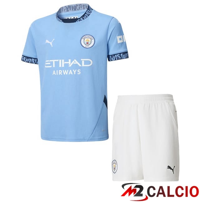 Maglie Calcio Personalizzate,Tute Calcio Squadre,Maglia Nazionale Italiana Calcio | Maglie Calcio Manchester City Bambino Prima Blu 2024/2025