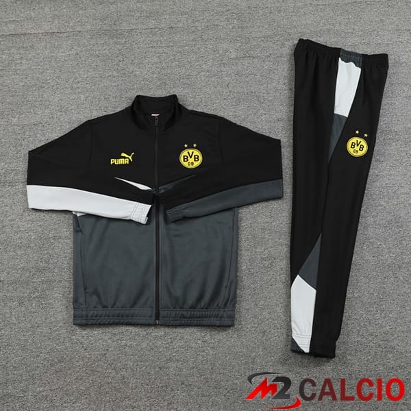 Insieme Tuta Calcio - Giacca Dortmund BVB Nero Grigio 2024/2025