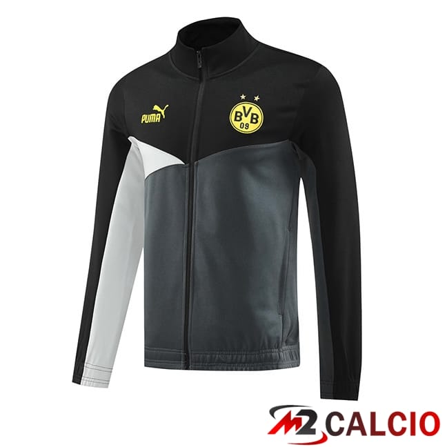 Maglie Calcio Personalizzate,Tute Calcio Squadre,Maglia Nazionale Italiana Calcio | Giacca Calcio Dortmund BVB Nero Grigio 2024/2025