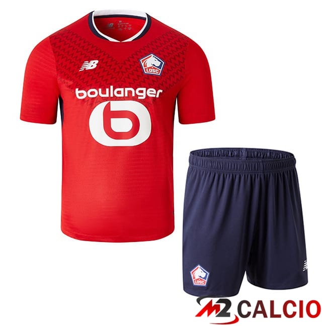 Maglie Calcio Personalizzate,Tute Calcio Squadre,Maglia Nazionale Italiana Calcio | Maglie Calcio Lille OSC Bambino Prima Rosso 2024/2025