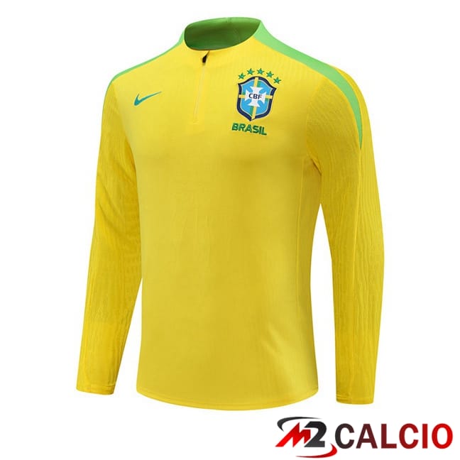 Maglie Calcio Personalizzate,Tute Calcio Squadre,Maglia Nazionale Italiana Calcio | Felpa Allenamento Brasile Giallo 2024/2025