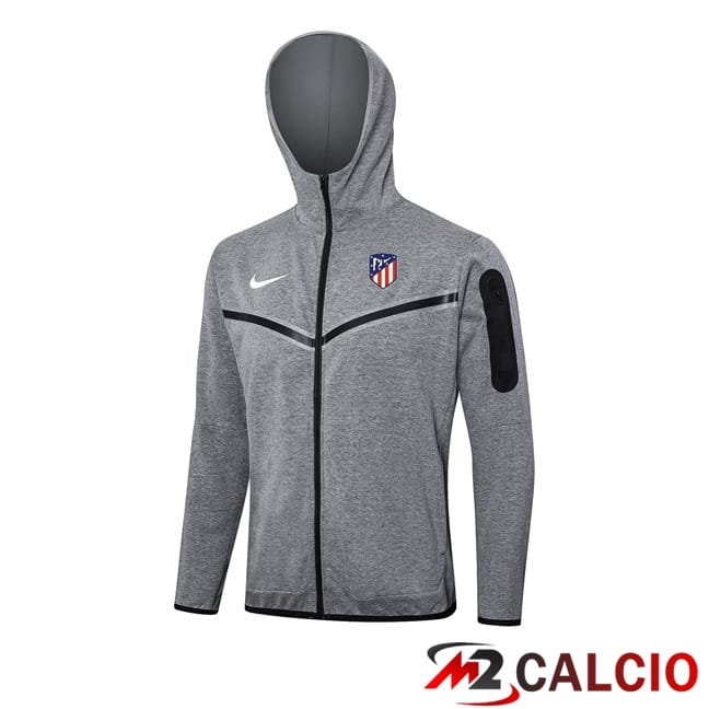 Maglie Calcio Personalizzate,Tute Calcio Squadre,Maglia Nazionale Italiana Calcio | Felpa Con Cappuccio Atletico Madrid Grigio 2024/2025