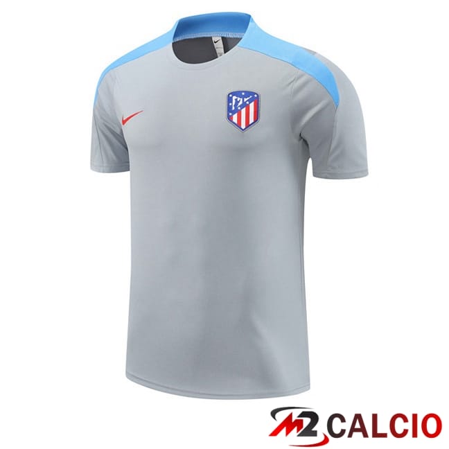 Maglie Calcio Personalizzate,Tute Calcio Squadre,Maglia Nazionale Italiana Calcio | T Shirt Allenamento Atletico Madrid Grigio 2024/2025