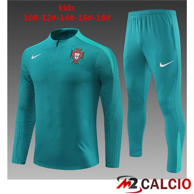 Maglie Calcio Personalizzate,Tute Calcio Squadre,Maglia Nazionale Italiana Calcio | Insieme Tuta Calcio Portogallo Bambino Verde 2024/2025
