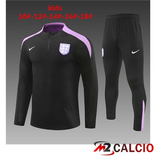Maglie Calcio Personalizzate,Tute Calcio Squadre,Maglia Nazionale Italiana Calcio | Insieme Tuta Calcio Inghilterra Bambino Nero 2024/2025