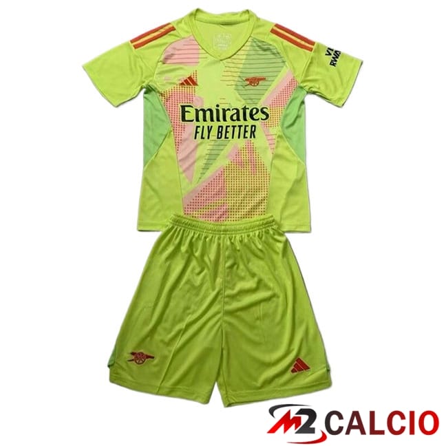 Maglie Calcio Personalizzate,Tute Calcio Squadre,Maglia Nazionale Italiana Calcio | Maglie Calcio Arsenal Bambino Portiere Verde 2024/2025