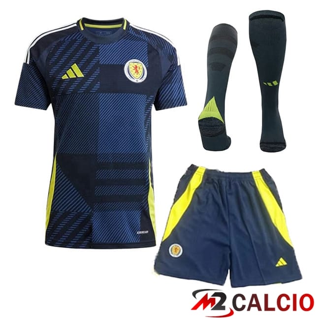 Maglie Calcio Personalizzate,Tute Calcio Squadre,Maglia Nazionale Italiana Calcio | Insieme Maglie Calcio Scozia Prima (Pantaloncini + Calzini) UEFA Euro 2024