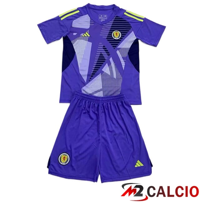 Maglie Calcio Personalizzate,Tute Calcio Squadre,Maglia Nazionale Italiana Calcio | Maglie Calcio Scozia Bambino Portiere Viola UEFA Euro 2024