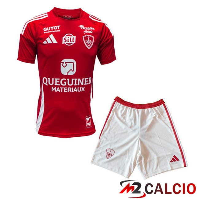 Maglie Calcio Personalizzate,Tute Calcio Squadre,Maglia Nazionale Italiana Calcio | Maglie Calcio Stade Brestois Bambino Prima Rosso 2024/2025