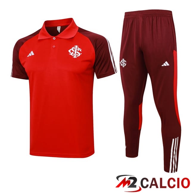 Maglie Calcio Personalizzate,Tute Calcio Squadre,Maglia Nazionale Italiana Calcio | Insieme Polo SC Internazionale + Pantaloni Rosso 2024/2025