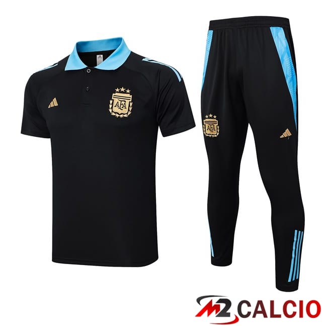 Maglie Calcio Personalizzate,Tute Calcio Squadre,Maglia Nazionale Italiana Calcio | Insieme Polo Argentina + Pantaloni Nero 2024/2025