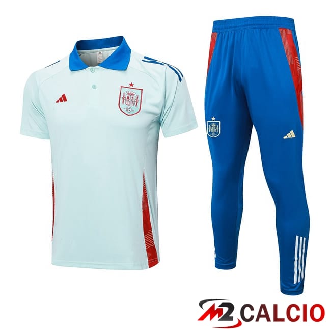 Maglie Calcio Personalizzate,Tute Calcio Squadre,Maglia Nazionale Italiana Calcio | Insieme Polo Spagna + Pantaloni Blu 2024/2025