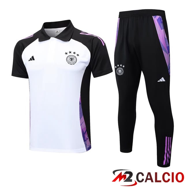 Maglie Calcio Personalizzate,Tute Calcio Squadre,Maglia Nazionale Italiana Calcio | Insieme Polo Germania + Pantaloni Bianco 2024/2025