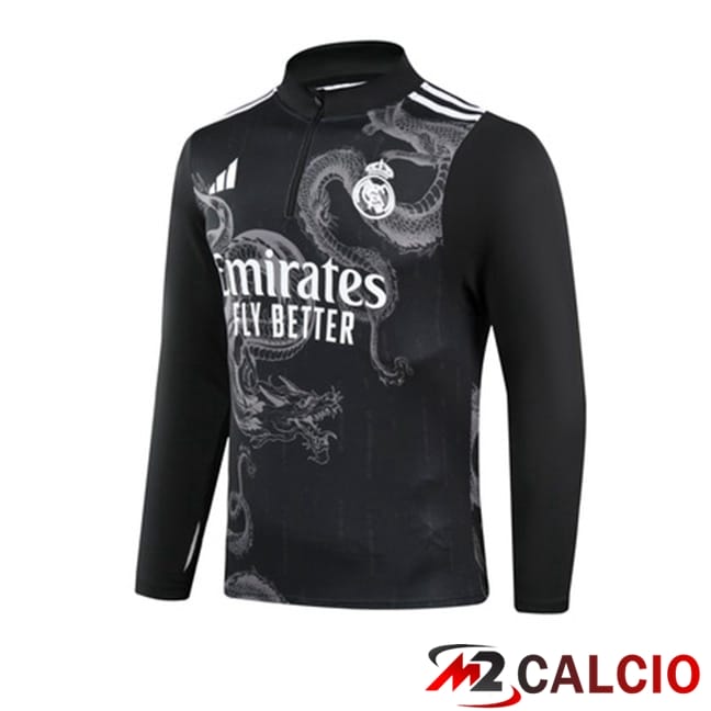 Maglie Calcio Personalizzate,Tute Calcio Squadre,Maglia Nazionale Italiana Calcio | Felpa Allenamento Real Madrid Nero 2024/2025