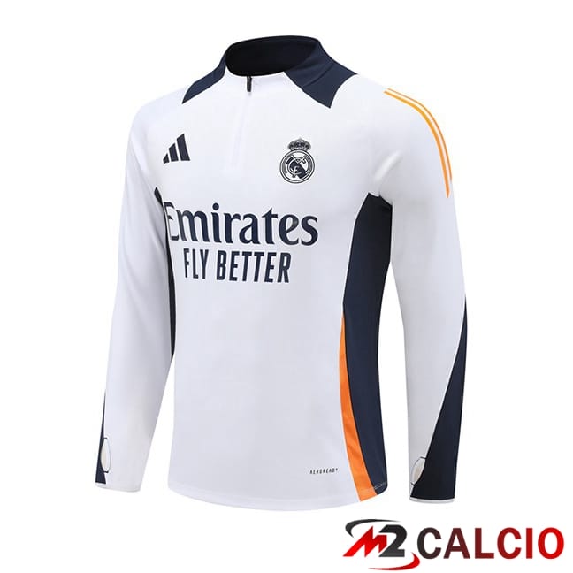 Maglie Calcio Personalizzate,Tute Calcio Squadre,Maglia Nazionale Italiana Calcio | Felpa Allenamento Real Madrid Bianco 2024/2025