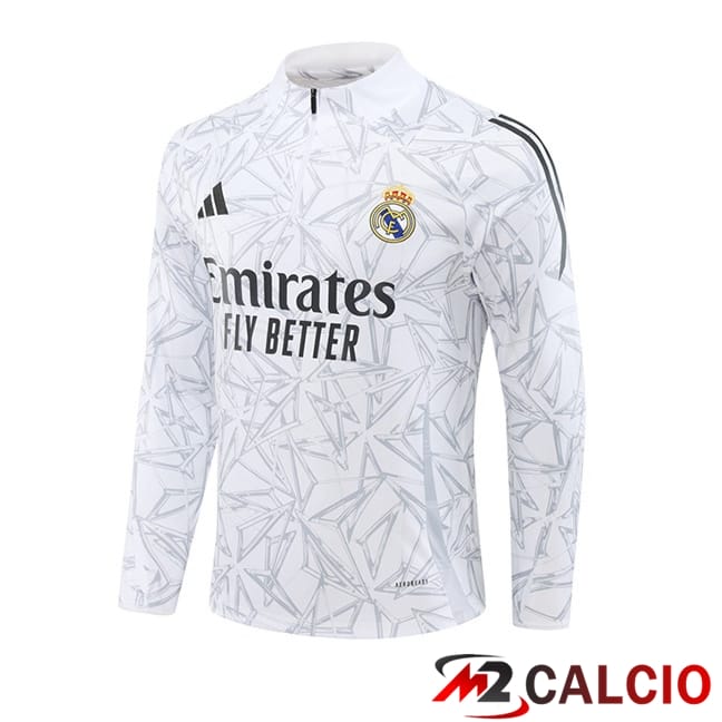 Maglie Calcio Personalizzate,Tute Calcio Squadre,Maglia Nazionale Italiana Calcio | Felpa Allenamento Real Madrid Bianco 2024/2025