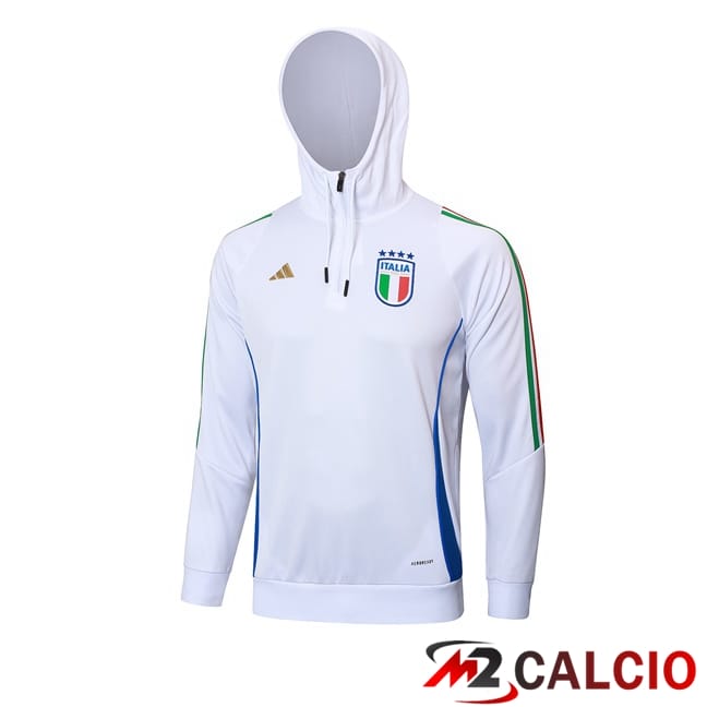 Maglie Calcio Personalizzate,Tute Calcio Squadre,Maglia Nazionale Italiana Calcio | Felpa Con Cappuccio Italia Bianco 2024/2025