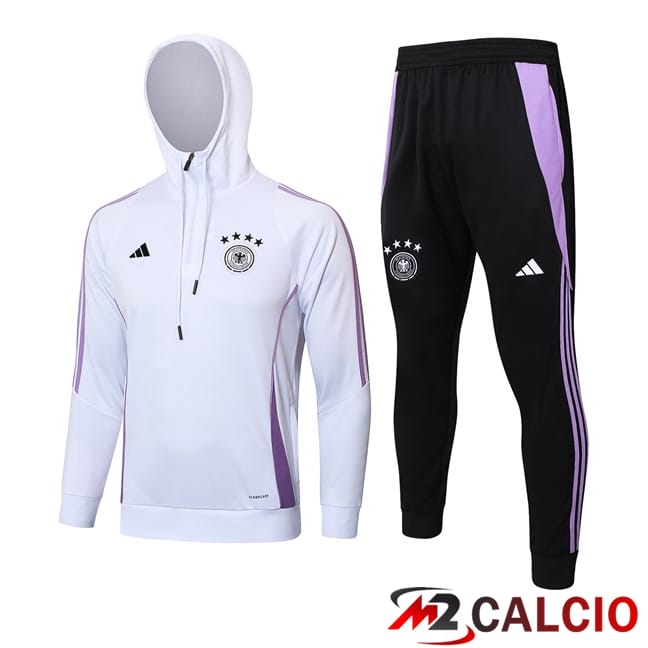 Maglie Calcio Personalizzate,Tute Calcio Squadre,Maglia Nazionale Italiana Calcio | Tuta Calcio - Felpa Con Cappuccio Germania Bianco 2024/2025