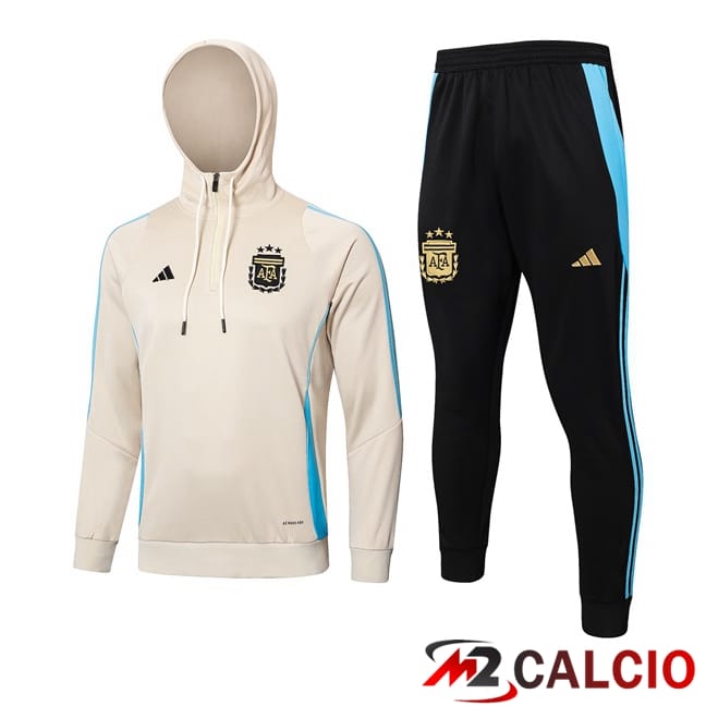 Maglie Calcio Personalizzate,Tute Calcio Squadre,Maglia Nazionale Italiana Calcio | Tuta Calcio - Felpa Con Cappuccio Argentina Giallo 2024/2025