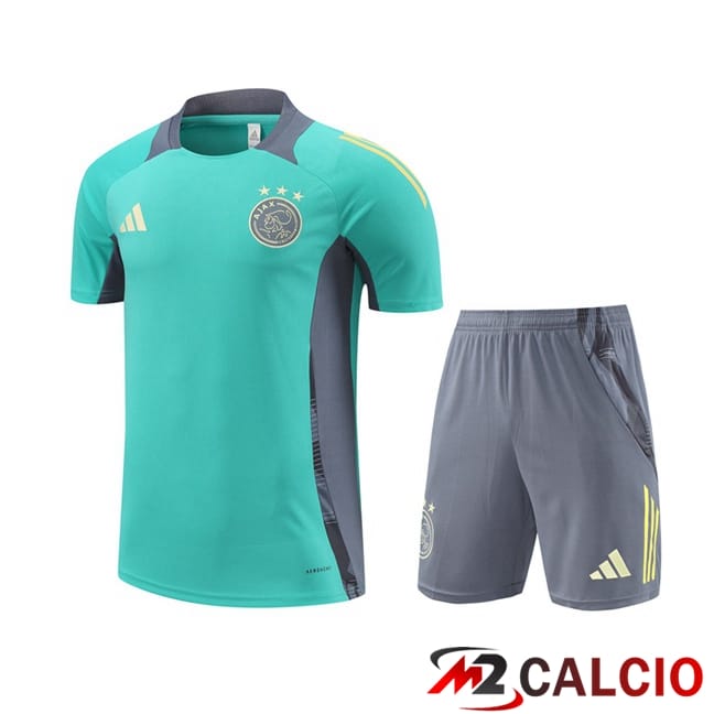 Maglie Calcio Personalizzate,Tute Calcio Squadre,Maglia Nazionale Italiana Calcio | Insieme T Shirt Allenamento AFC Ajax + Pantaloncini Verde 2024/2025