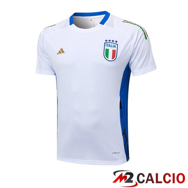 Maglie Calcio Personalizzate,Tute Calcio Squadre,Maglia Nazionale Italiana Calcio | T Shirt Allenamento Italia Bianco 2024/2025