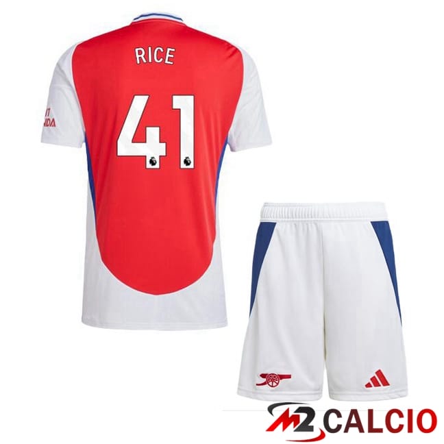 Maglie Calcio Personalizzate,Tute Calcio Squadre,Maglia Nazionale Italiana Calcio | Maglie Calcio Arsenal (RICE 41) Bambino Prima Rosso Bianco 2024/2025