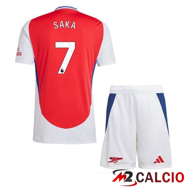 Maglie Calcio Personalizzate,Tute Calcio Squadre,Maglia Nazionale Italiana Calcio | Maglie Calcio Arsenal (SAKA 7) Bambino Prima Rosso Bianco 2024/2025