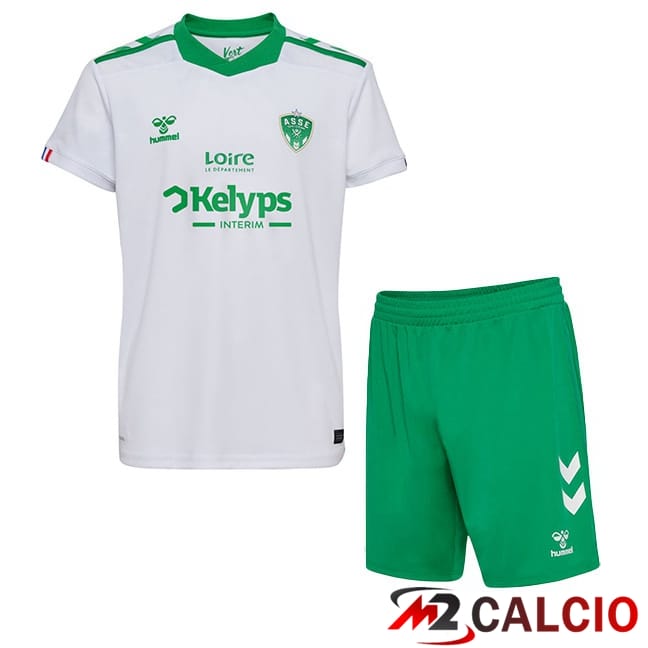 Maglie Calcio Personalizzate,Tute Calcio Squadre,Maglia Nazionale Italiana Calcio | Maglie Calcio AS St Etienne Bambino Seconda Bianco 2024/2025