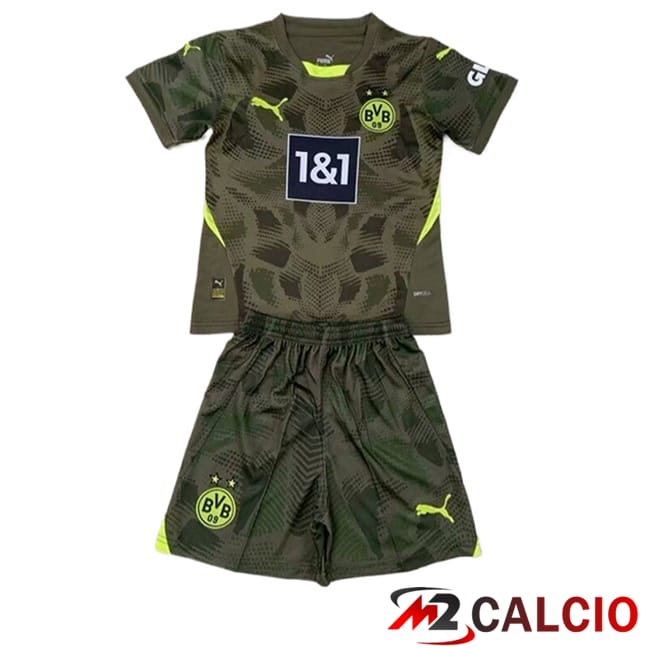 Maglie Calcio Personalizzate,Tute Calcio Squadre,Maglia Nazionale Italiana Calcio | Maglie Calcio Dortmund Bambino Portiere Verde 2024/2025