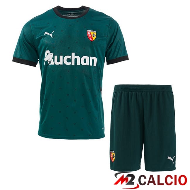 Maglie Calcio Personalizzate,Tute Calcio Squadre,Maglia Nazionale Italiana Calcio | Maglie Calcio RC Lens Bambino Seconda Verde 2024/2025
