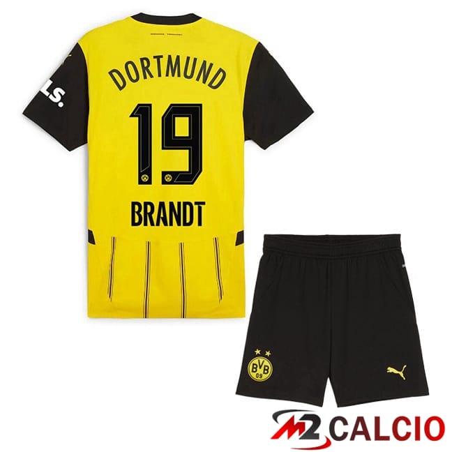 Maglie Calcio Personalizzate,Tute Calcio Squadre,Maglia Nazionale Italiana Calcio | Maglie Calcio Dortmund BVB (Brandt 19) Bambino Prima Giallo 2024/2025