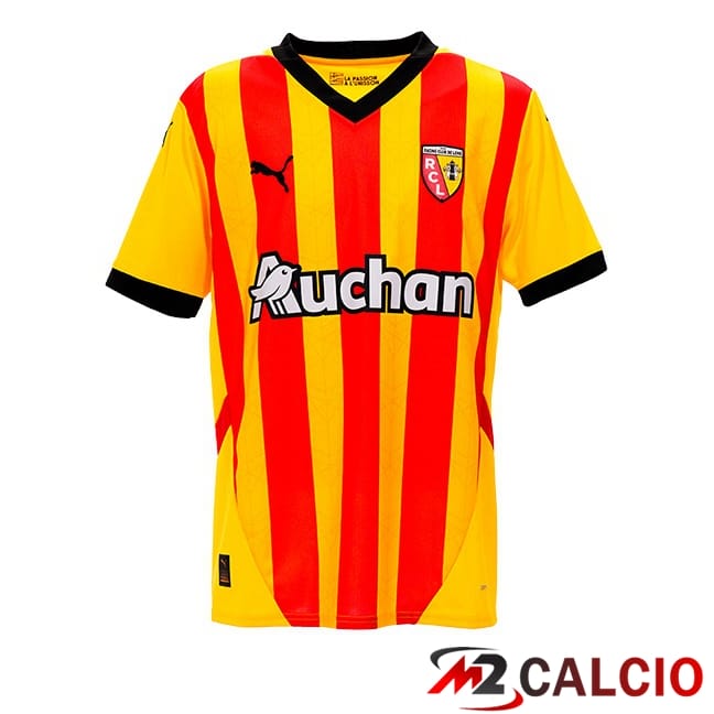 Maglie Calcio Personalizzate,Tute Calcio Squadre,Maglia Nazionale Italiana Calcio | Maglie Calcio RC Lens Prima Giallo Rosso 2024/2025