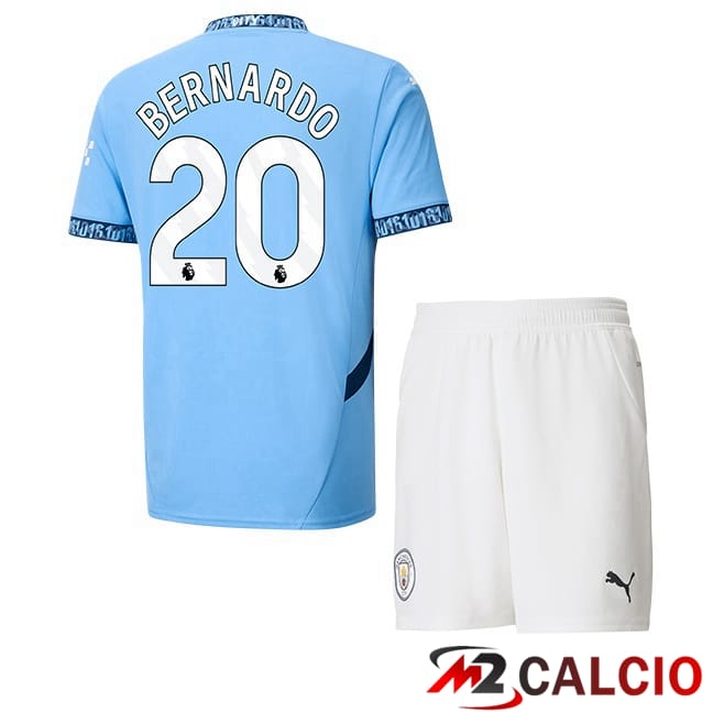 Maglie Calcio Personalizzate,Tute Calcio Squadre,Maglia Nazionale Italiana Calcio | Maglie Calcio Manchester City (Bernardo Silva 20) Bambino Prima Blu 2024/2025
