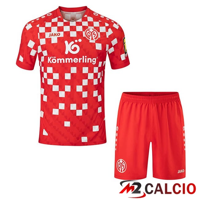 Maglie Calcio Personalizzate,Tute Calcio Squadre,Maglia Nazionale Italiana Calcio | Maglie Calcio FSV Mainz 05 Bambino Prima Rosso 2024/2025