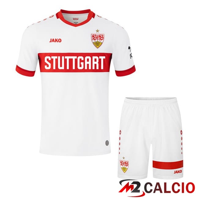 Maglie Calcio Personalizzate,Tute Calcio Squadre,Maglia Nazionale Italiana Calcio | Maglie Calcio VfB Stuttgart Bambino Prima Bianco 2024/2025